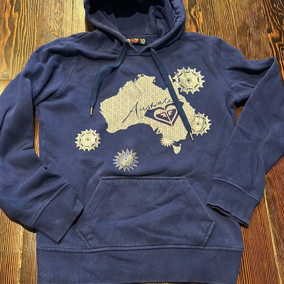ROXY navy blue Australia hoodie sweatshirt with silver snowflakes 🇦🇺🦘RARE - Picture 5 of 9